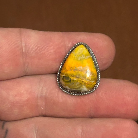 STERLING SILVER NATIVE AMERICAN SIGNED NEW HAND MADE BUMBLEBEE JASPER RING SZ 6 - Picture 6 of 11
